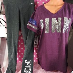 PINK Victoria's Secret Bling Tee & Yoga Pants